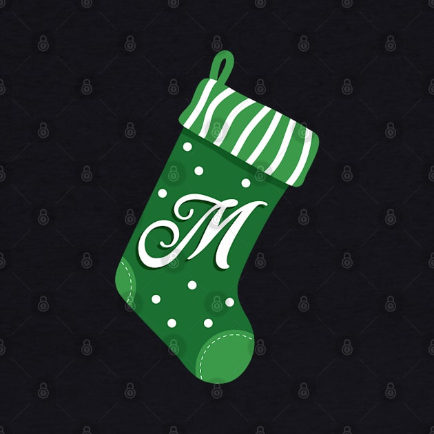 Christmas Stocking with Letter M by VicEllisArt